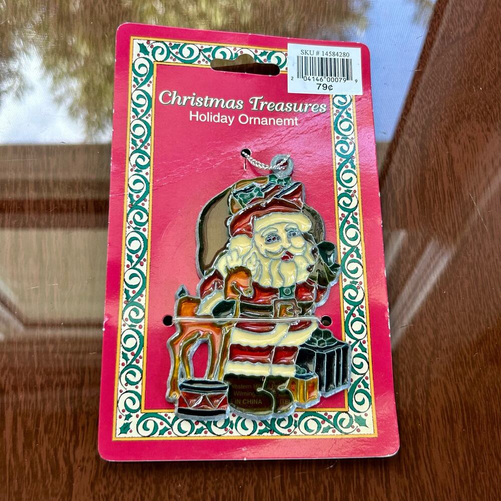 Vintage Santa Clause Suncatcher Christmas Ornament Window Decoration